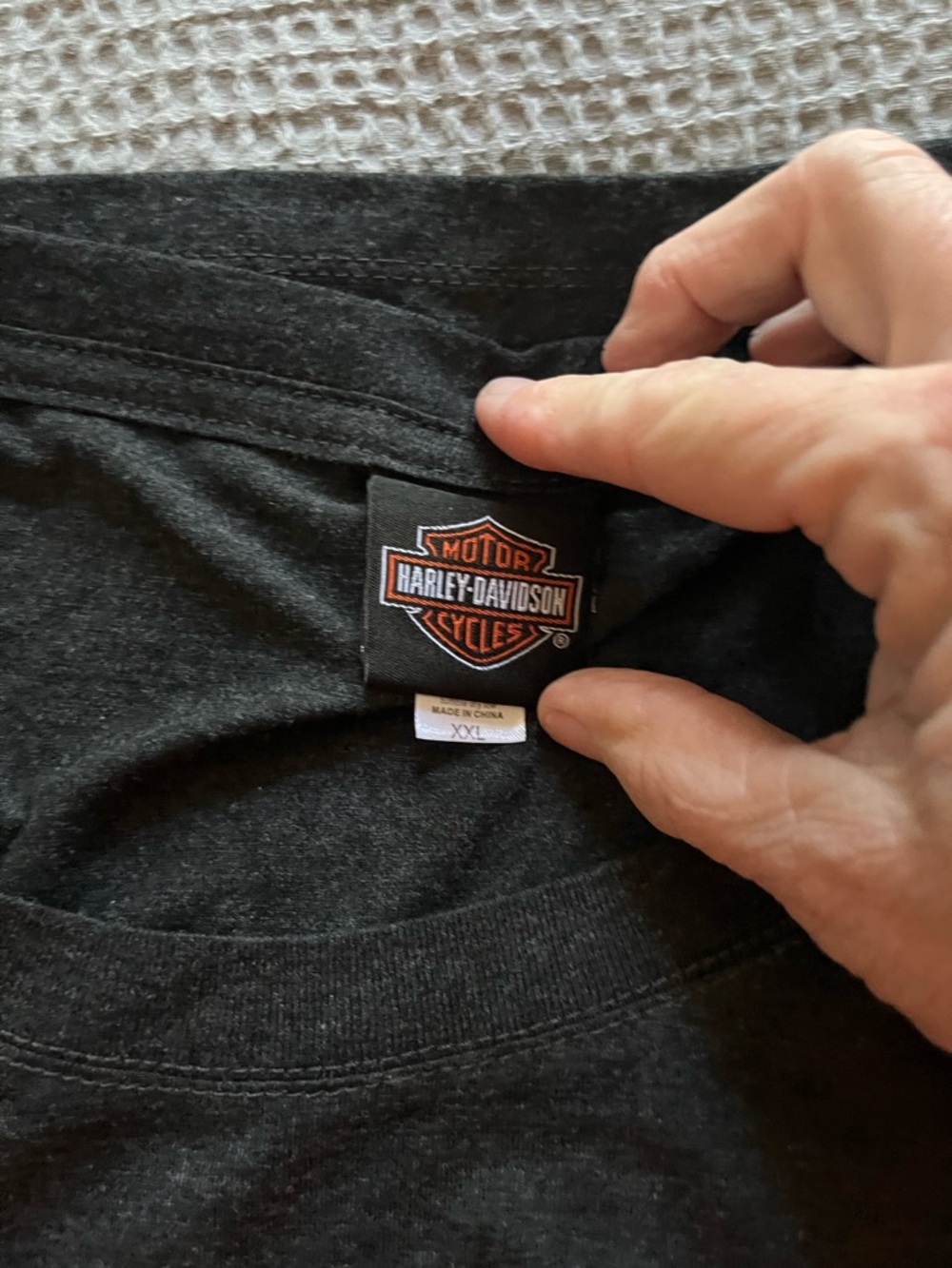 Harley-Davidson Women's Charcoal Tee with White and Orange Script Logo - Picture 2 of 4